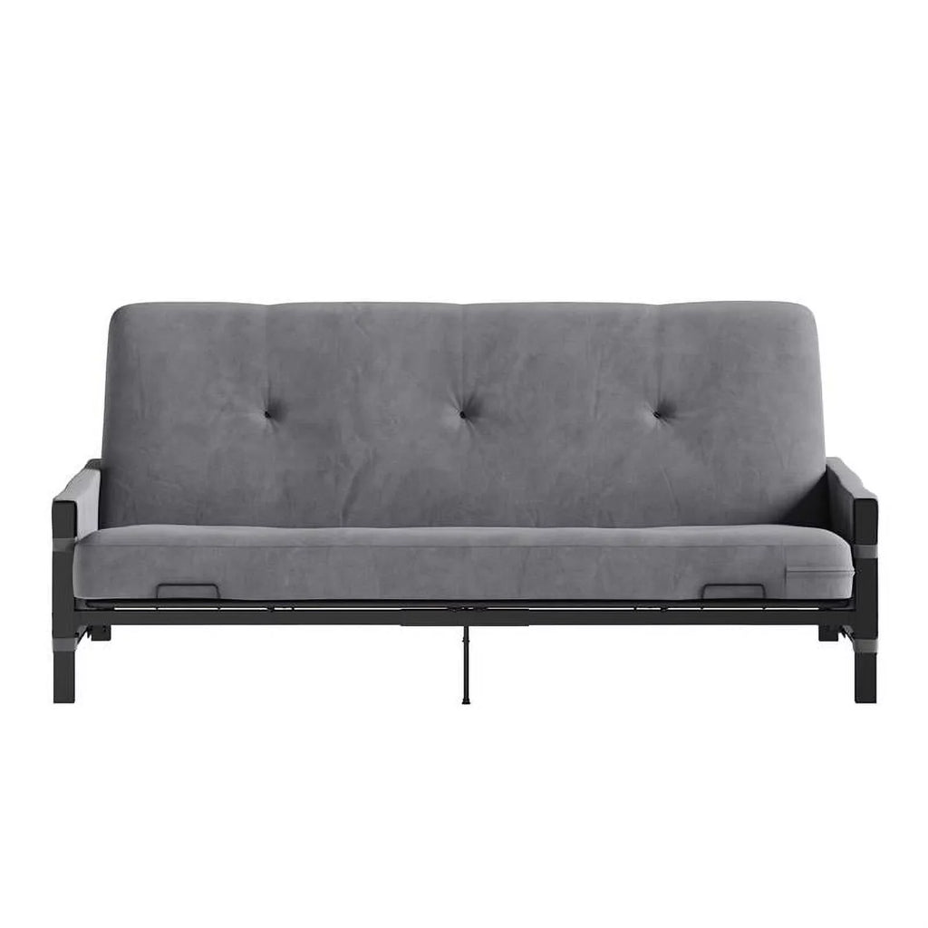DHP Melbourne Storage Futon with 6" Thermobonded Futon Mattress in Gray