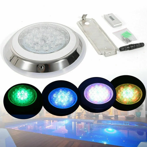 12V 54W RGB Underwater Swimming Pool Light 7 Color-Change LED Lights w/Remote IP68 Waterproof, Stainless Steel