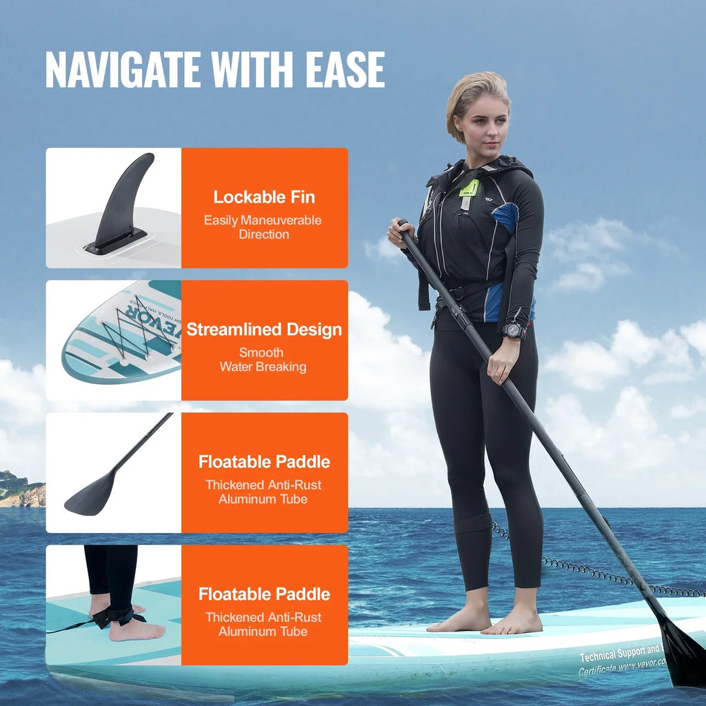 SKYSHALO 11' Sup Inflatable Stand Up Paddle Board Surf Board with Paddle Accessory