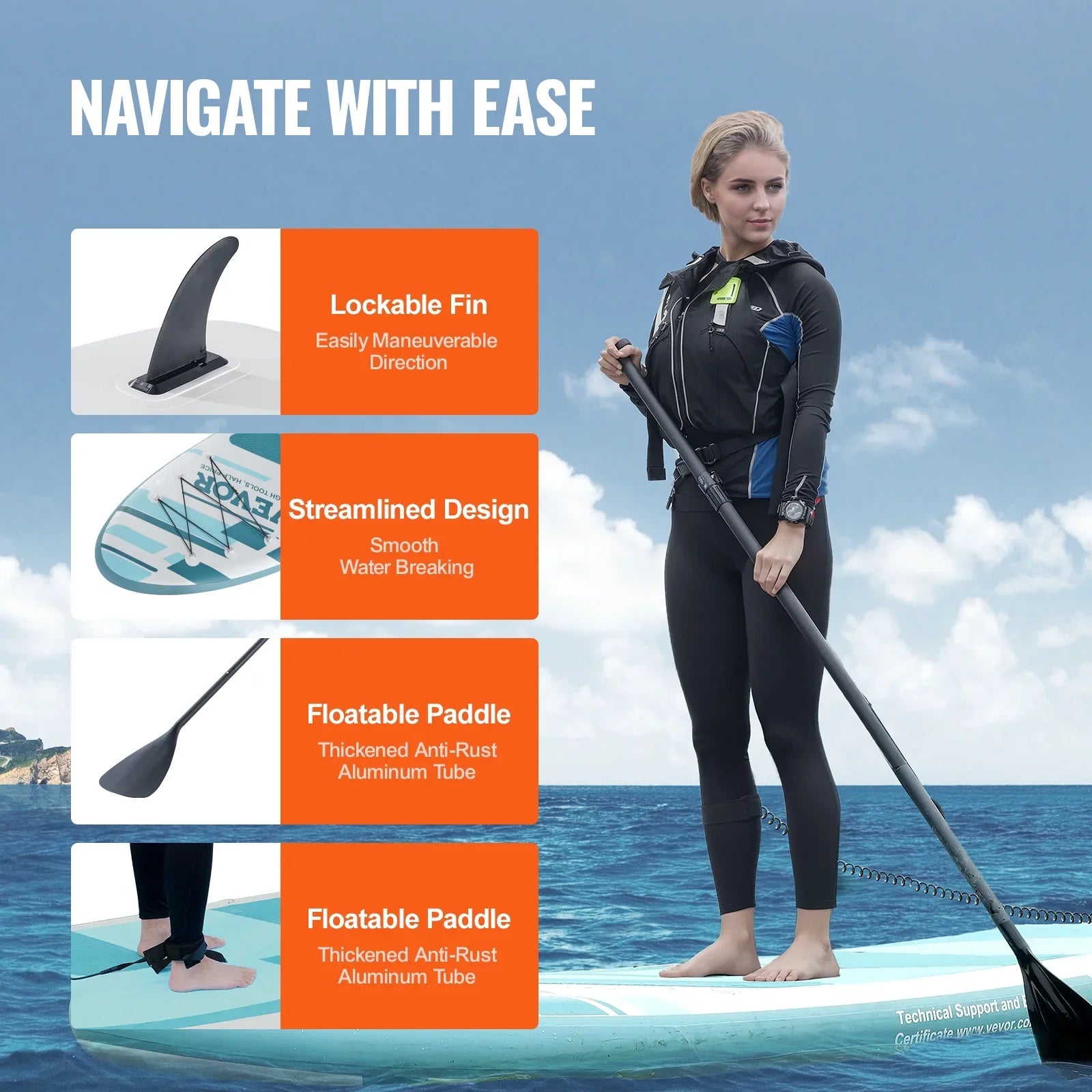 SKYSHALO 11' Sup Inflatable Stand Up Paddle Board Surf Board with Paddle Accessory