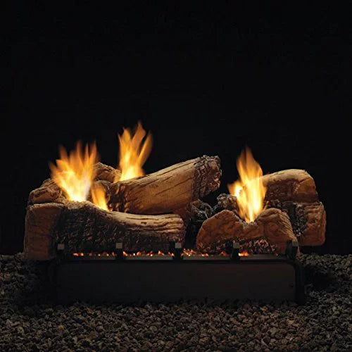 30" Stone River Logset with MV VF/V Slope Glaze Vista Burner, LP