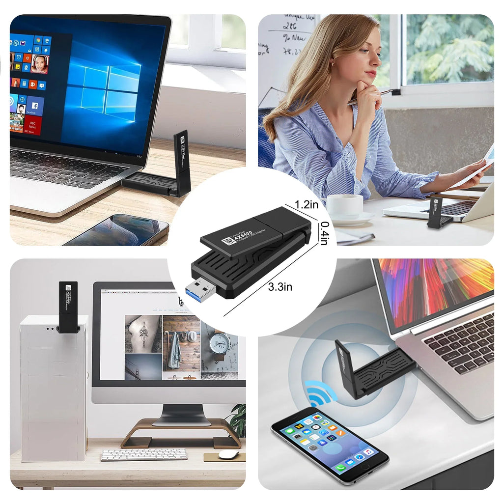 CELECTIGO AX5400 802.11AX WiFi 6E USB 3.0 WiFi Adapter ,for PC Laptop Tri Band 6GHz/5GHz/2.4GHz, WPA3, Wireless USB WiFi Dongle Network Adapter,Only Fitting with Windows 11/10, Driver free,Black