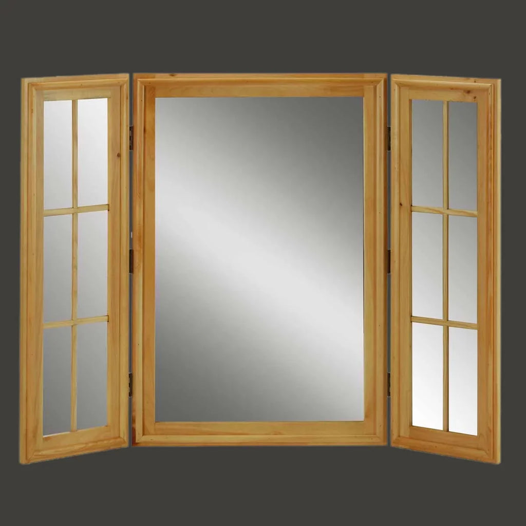 Vintage Vanity Mirror Triple Windowpane Country Pine | Renovator's Supply