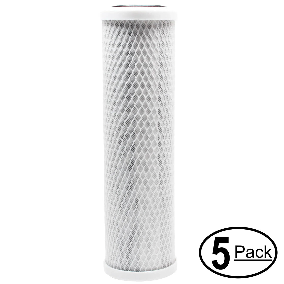 5-Pack Replacement for MaxWater 101074 Activated Carbon Block Filter - Universal 10 inch Filter for MaxWater 6 stage 50 gpd ph alkaline reverse osmosis water System - Denali Pure Brand