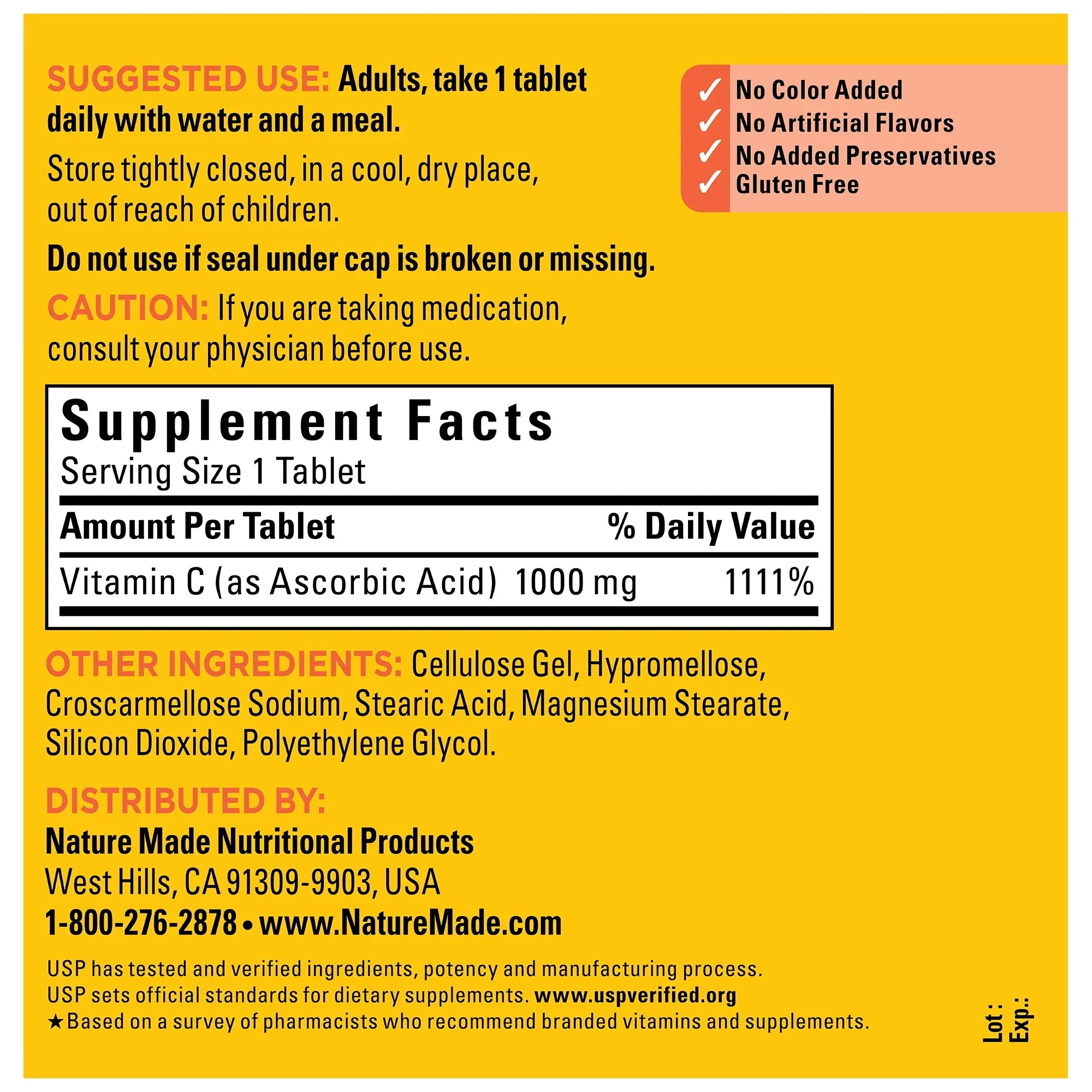 Nature Made Extra Strength Vitamin C 1000 mg Tablets, Dietary Supplement, 300 Count