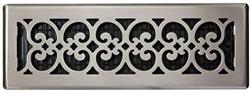 Decor Grates SPH414-NKL Floor Register, 4x14, Brushed Nickel Finish