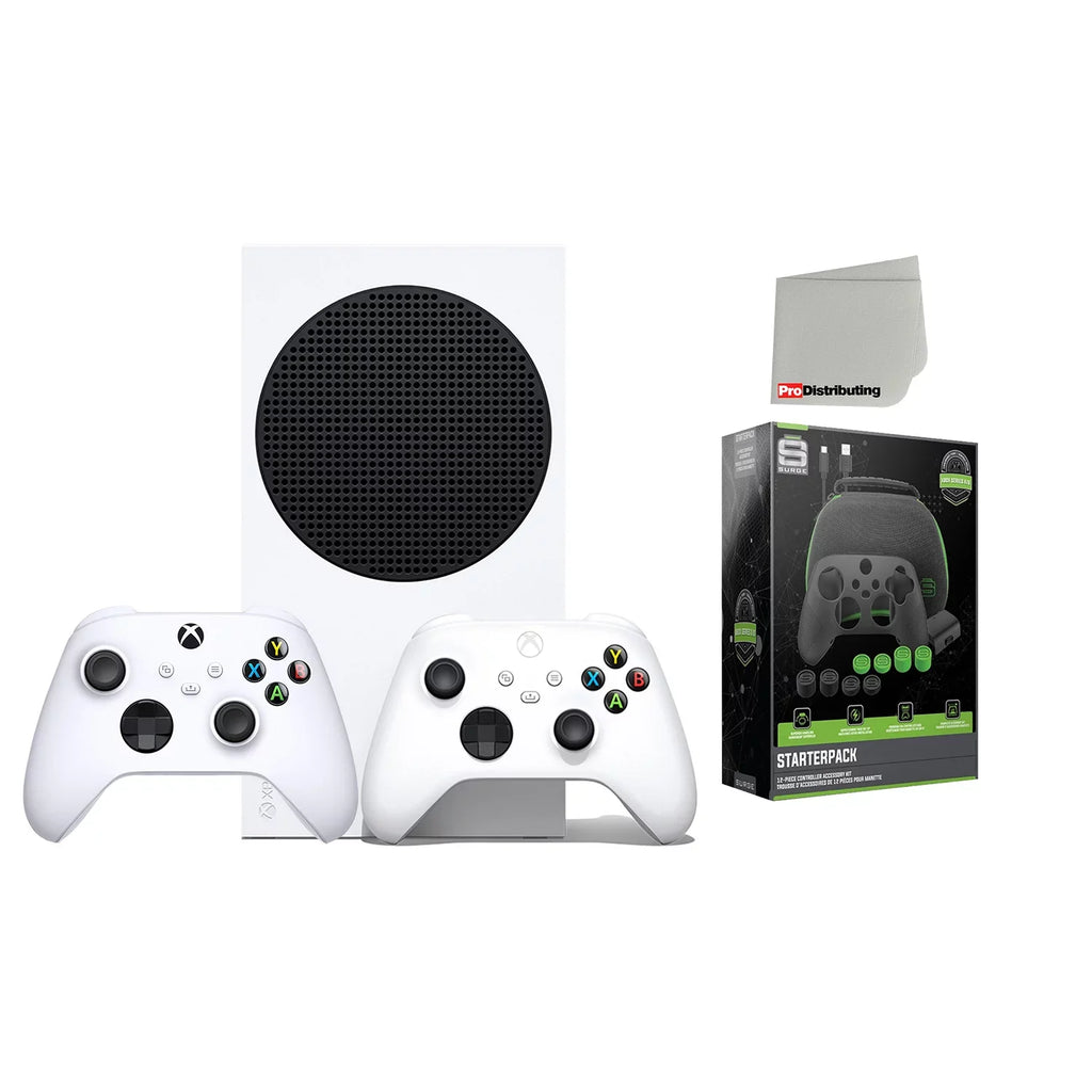 Microsoft Xbox Series S 512GB Digital Console with Extra Wireless Controller - Robot White - Powerpack Battery/Charge Cable Bundle with Microfiber Cleaning Cloth