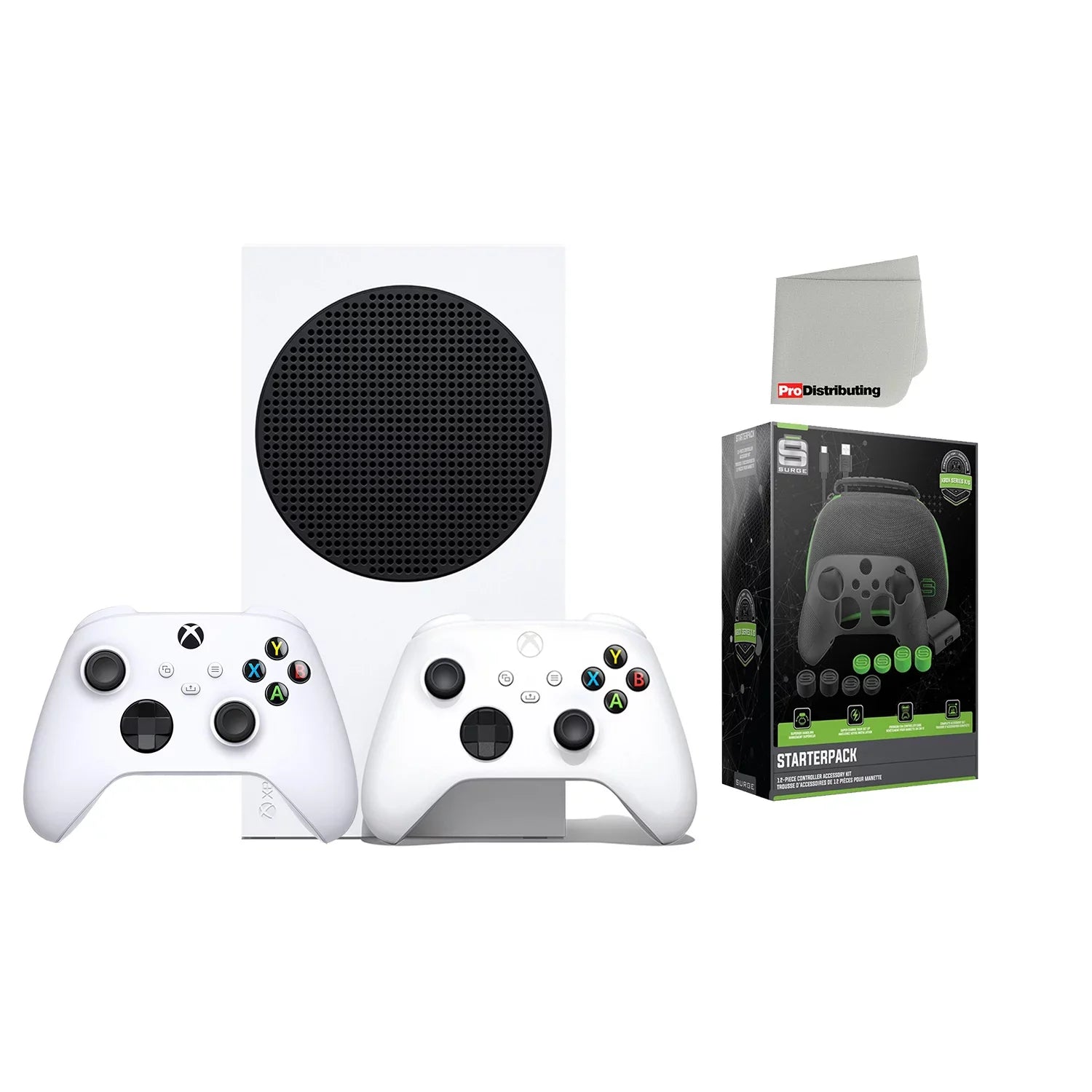 Microsoft Xbox Series S 512GB Digital Console with Extra Wireless Controller - Robot White - Powerpack Battery/Charge Cable Bundle with Microfiber Cleaning Cloth