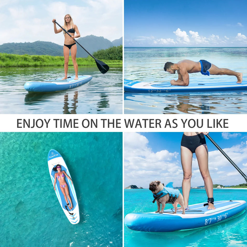 APETHS Inflatable Paddle Board SUP Board 8'7" (6 inch Thick) Stand Up Paddle Board for Adults with Accessories 3 Fins, Adjustable Paddle, Pump & Carrying Backpack