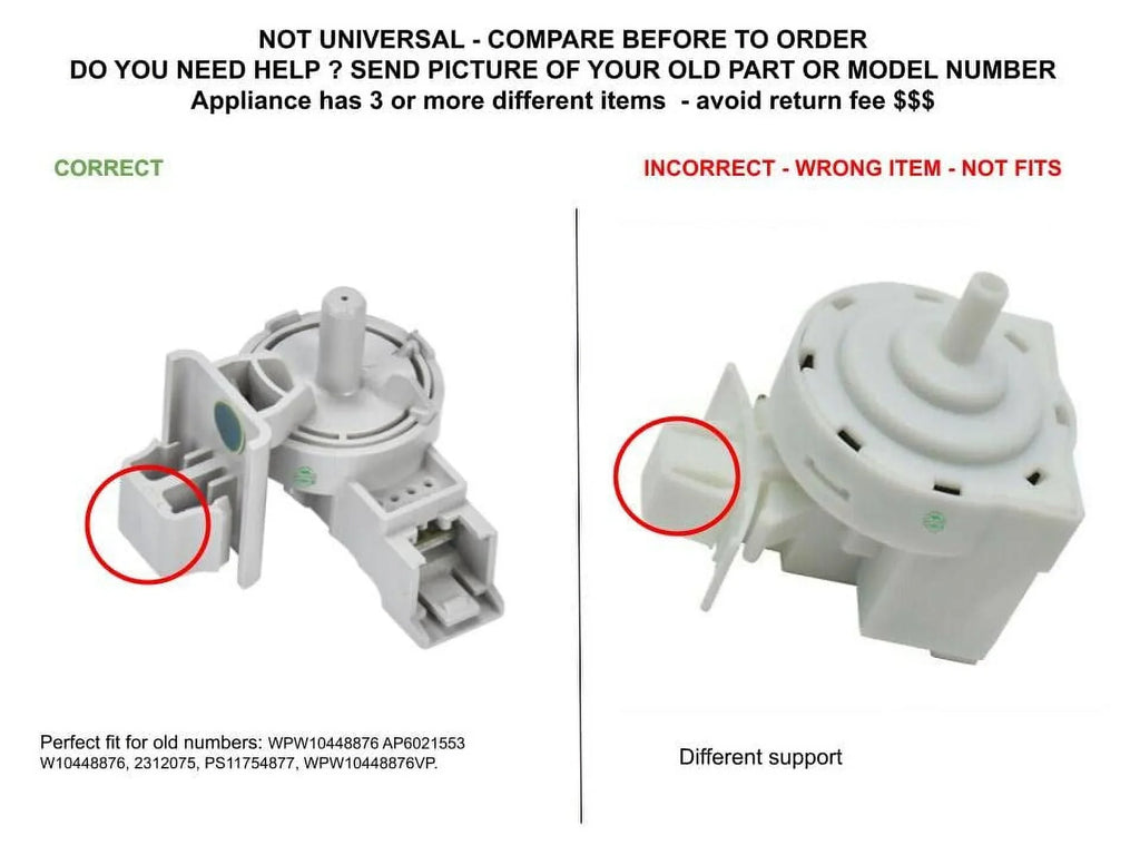 GLOB PRO SOLUTIONS W10448876 2312075 WPW10448876VP CKD2526 Washer Water Level Switch 1" � Length Approx. Replacement for and Matching with Kenmore Maytag Whirlpool Heavy DUTY
