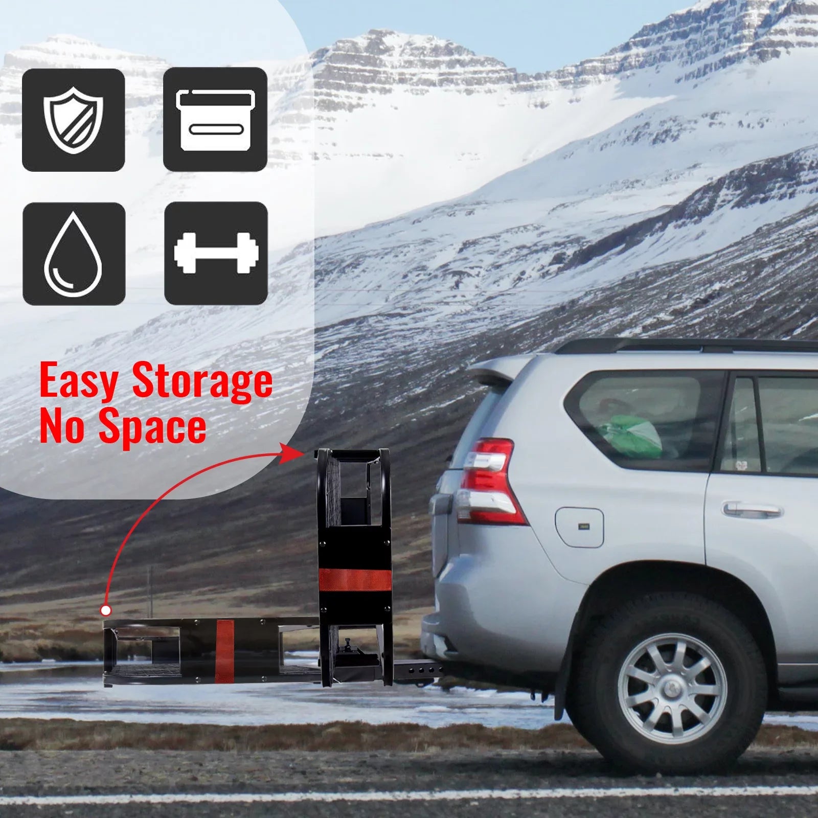 Folding Hitch Mount Cargo Rack Carrier Rear Luggage Basket for Car, SUV, Truck, 500 lbs, Capacity 60"x20"x6"