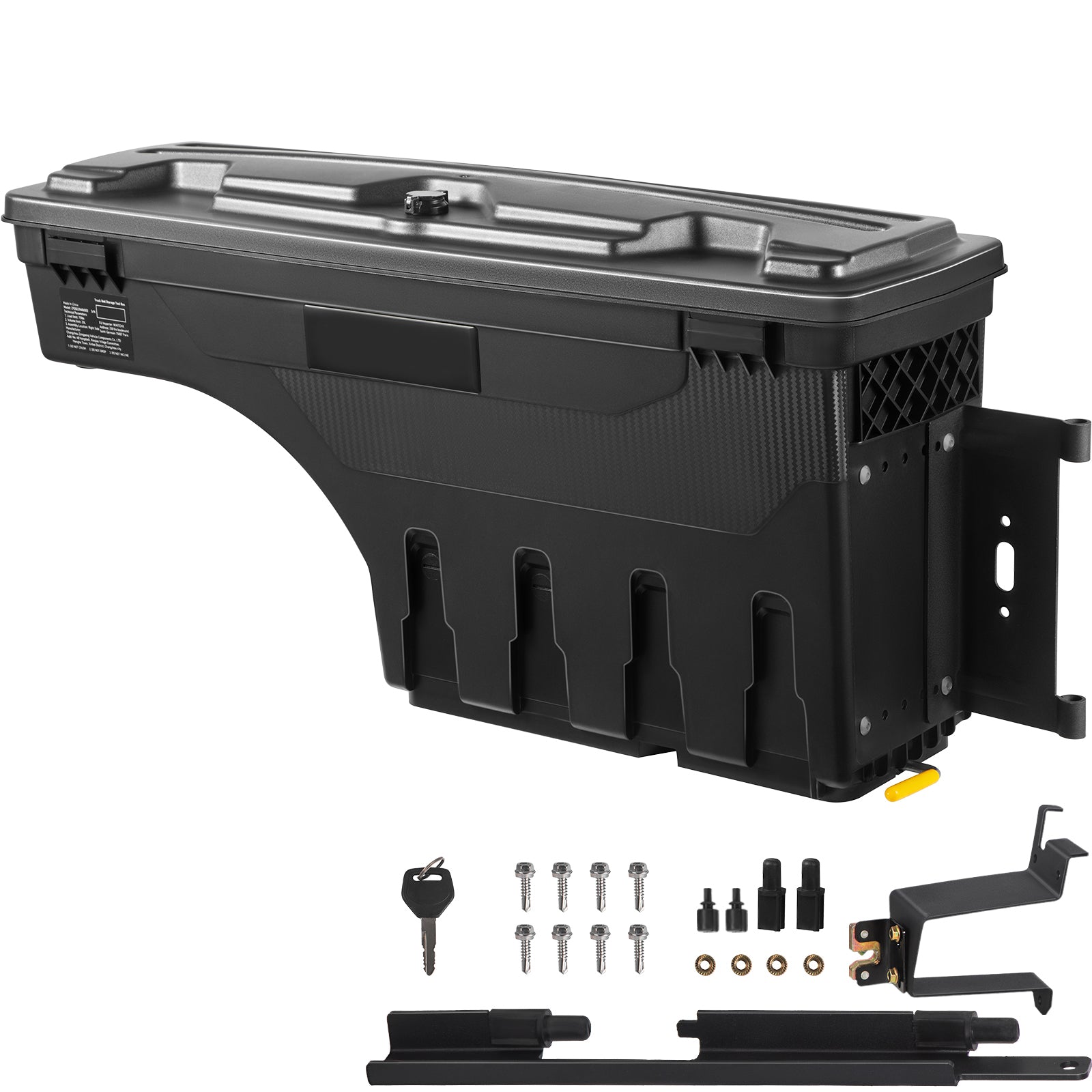 SKYSHALO Truck Bed Storage Box, Lockable Lid, 6.6 Gal/20 L Waterproof ABS Wheel Well Tool Box, Matching with Chevrolet Silverado 1500 GMC Sierra 1500 2019-2021, Black, Passenger Side