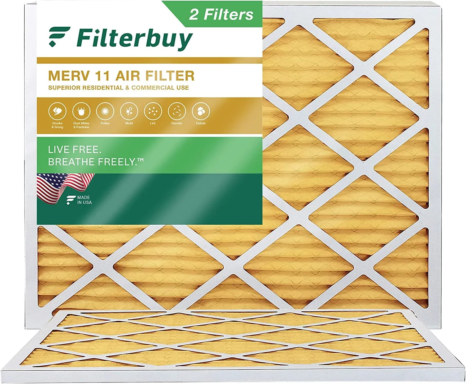 Filterbuy 25x32x1 MERV 11 Pleated HVAC AC Furnace Air Filters (2-Pack)