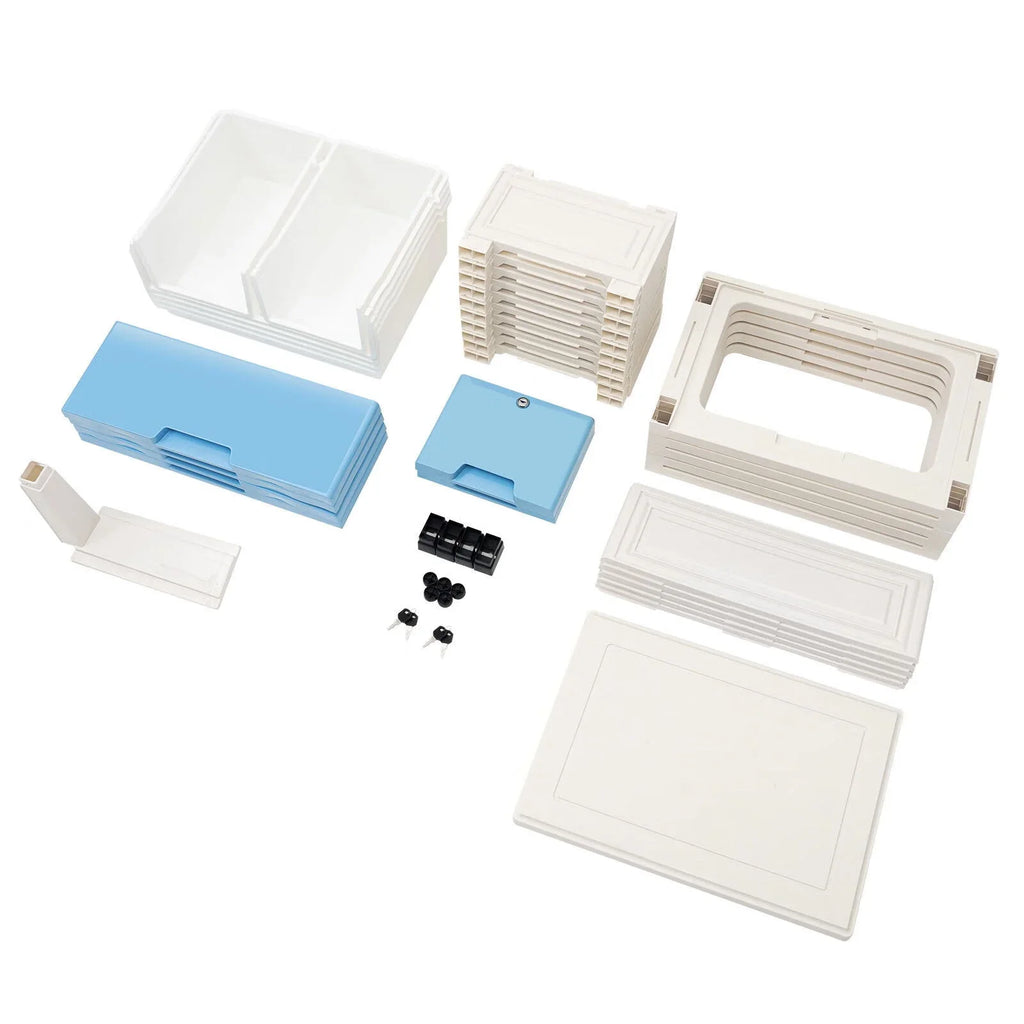 WUZSTAR 6 Drawer Plastic Storage Tower Closet Organizer with 4 rollers for Home, Office (Blue)