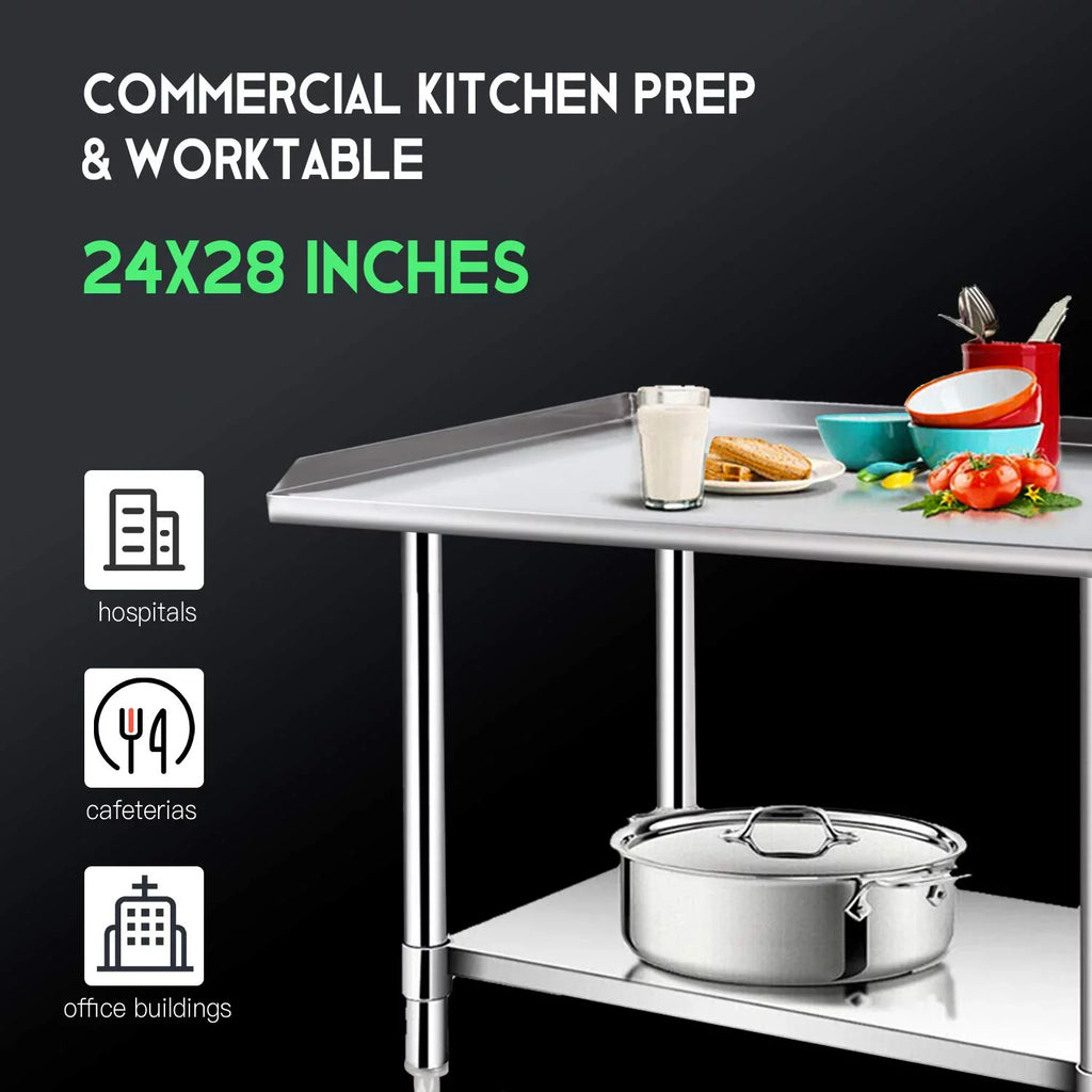 Stainless Steel Work Table - Kitchen & BBQ Table with Undershelf Workstation for Kitchen Home Restaurant Hotel-Heavy Duty Equipment Grill Stand - 24x28 Inches
