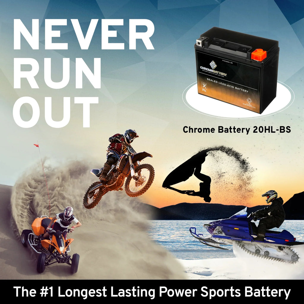 Chrome Battery YTX20HL-BS (20HL-BS 12 Volt,18 Ah, 310 CCA) Jet Ski Battery for Kawasaki Jt900 Sts Stx 2001
