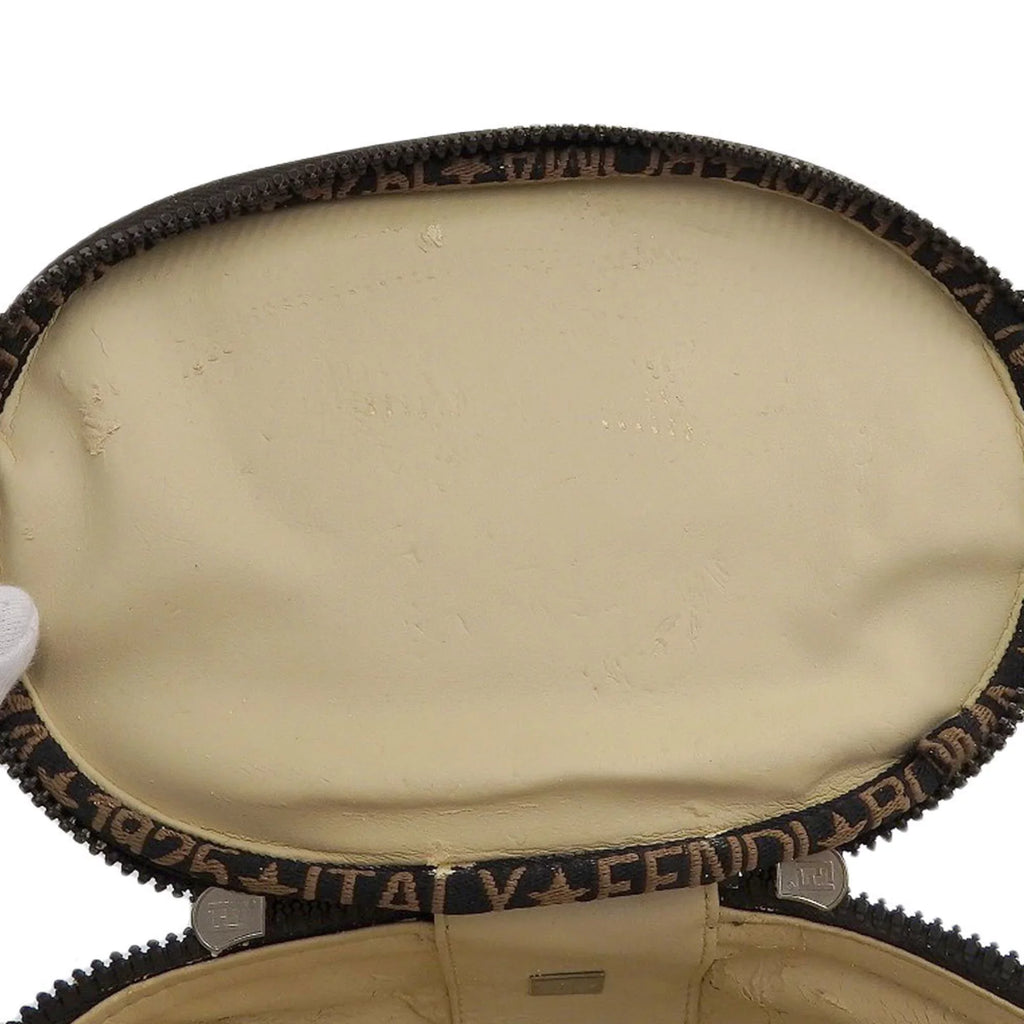 Pre-Owned FENDI Zucca Pattern FF Vanity Bag Handbag Pouch Canvas Brown (Fair)