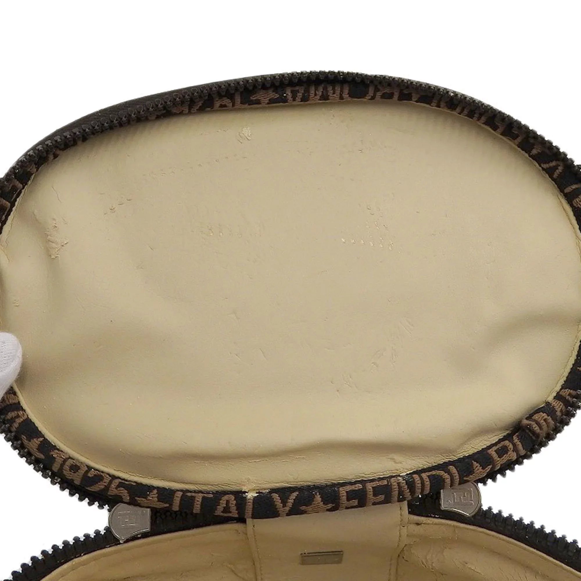 Pre-Owned FENDI Zucca Pattern FF Vanity Bag Handbag Pouch Canvas Brown (Fair)