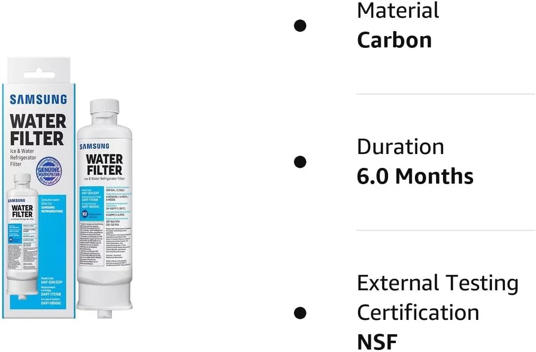 3 Pack Fitting With HAF-QIN/EXP, DA97-17376B, DA97-08006C, HAF-QIN Refrigerator Water Filter