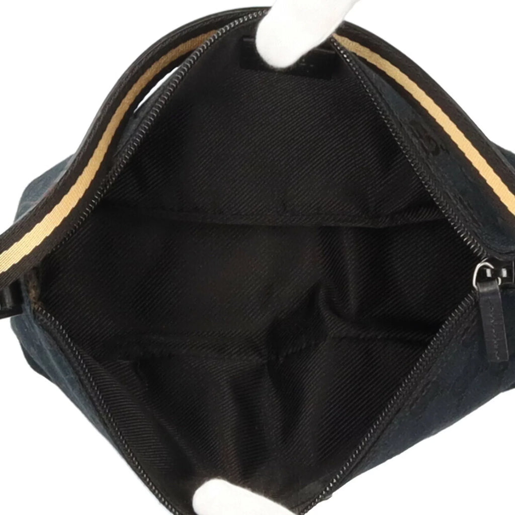 Pre-Owned Gucci sherry handbag GG canvas black ladies GUCCI (Good)