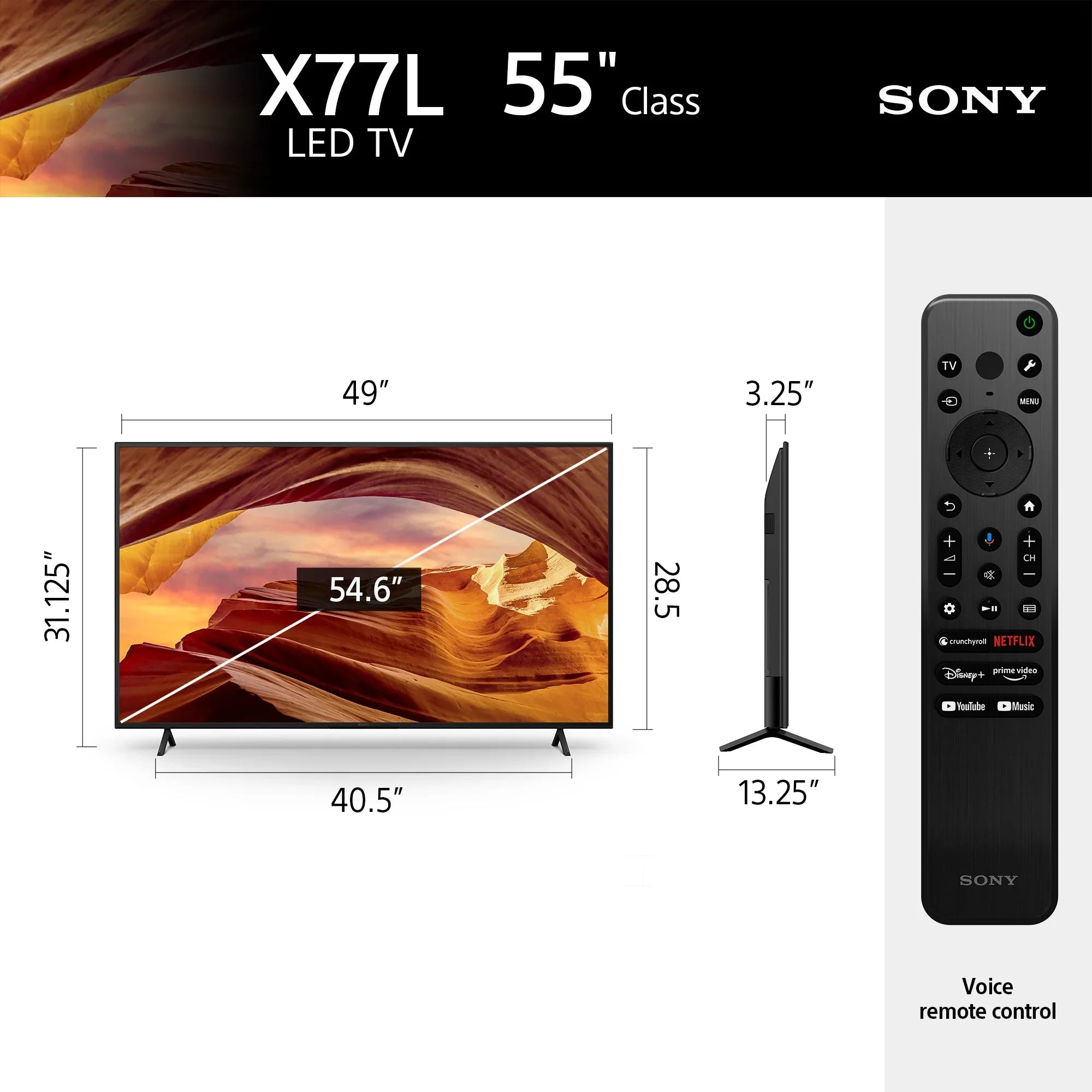 Restored Sony 55” Class X77L 4K Ultra HD LED Smart Google TV KD55X77L - 2023 Model (Refurbished)