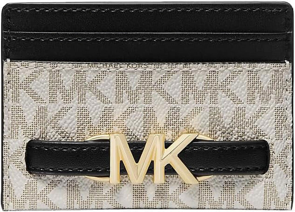 Michael Kors Reed Large Leather Card Holder - Vanilla/Black