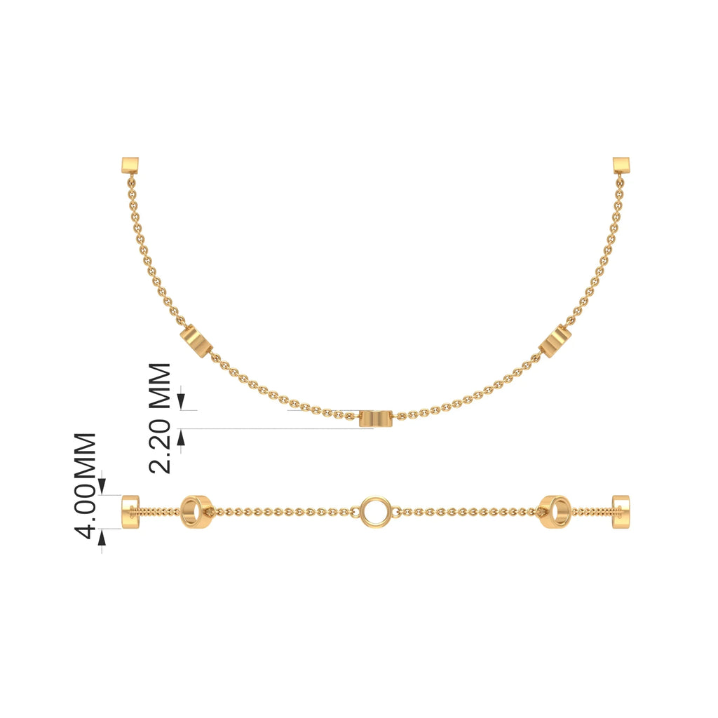 Lab Created Blue Sapphire Station Chain Bracelet For Women - 1 CT - AAAA Grade, 14K Yellow Gold, 7.5 inches