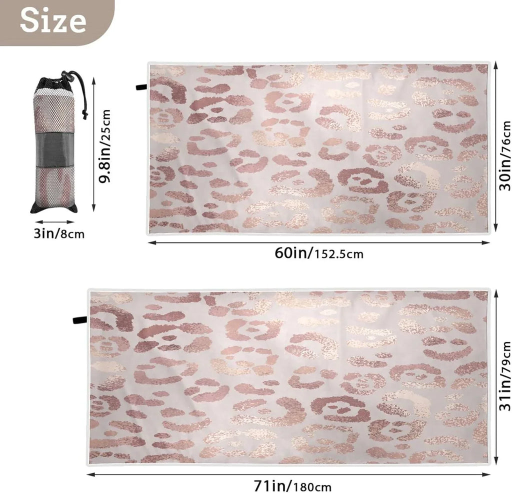 Bestwell Leopard Beach Towel Oversized Towel Blanket, Thin Lightweight Microfiber Sand Free Quick Dry Towel, 30”X60” Multipurpose Pool Bath Yoga Swim Shower Towel
