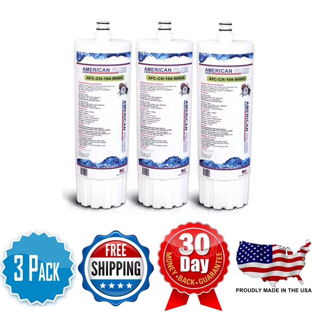 AFC Brand , Water Filters , Model # AFC-CH-104-9000S , Suitable with 3M® Cuno® 55817-14 - 3 Pack - Made in U.S.A.