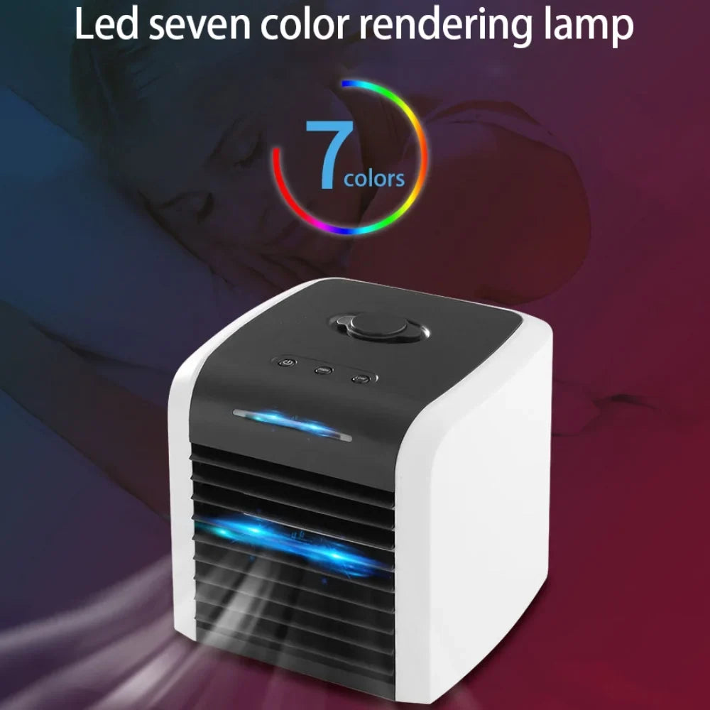 Portable Air Conditioner, Mini Evaporative Air Cooler, Personal Rechargeable USB Fan, Quiet Desk Fan with 2 Speeds for Home Room Office