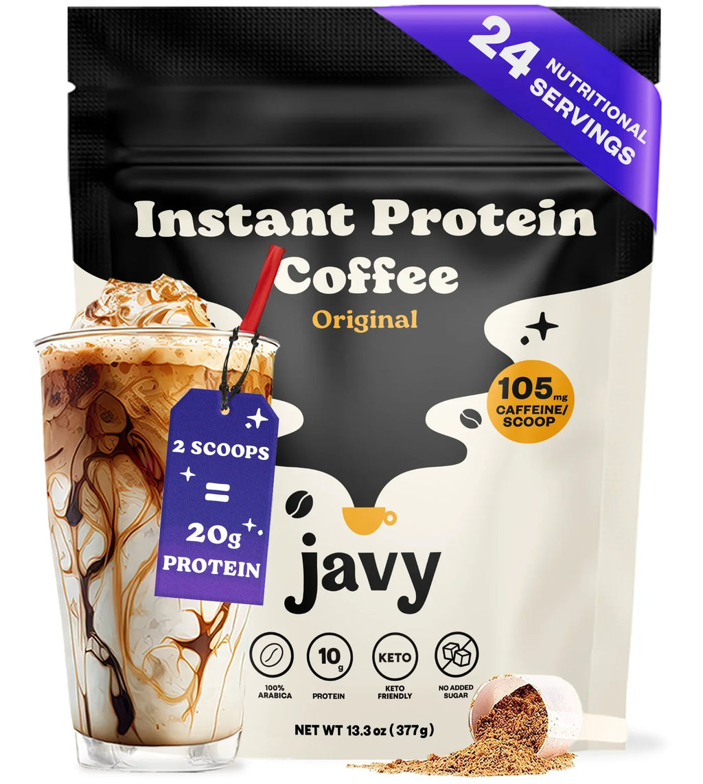 Javy Premium Instant Coffee - Protein Coffee - Protein Shake, Iced Coffee, Protein Drinks, Delicious Keto Friendly and Gluten Free, 24 Servings