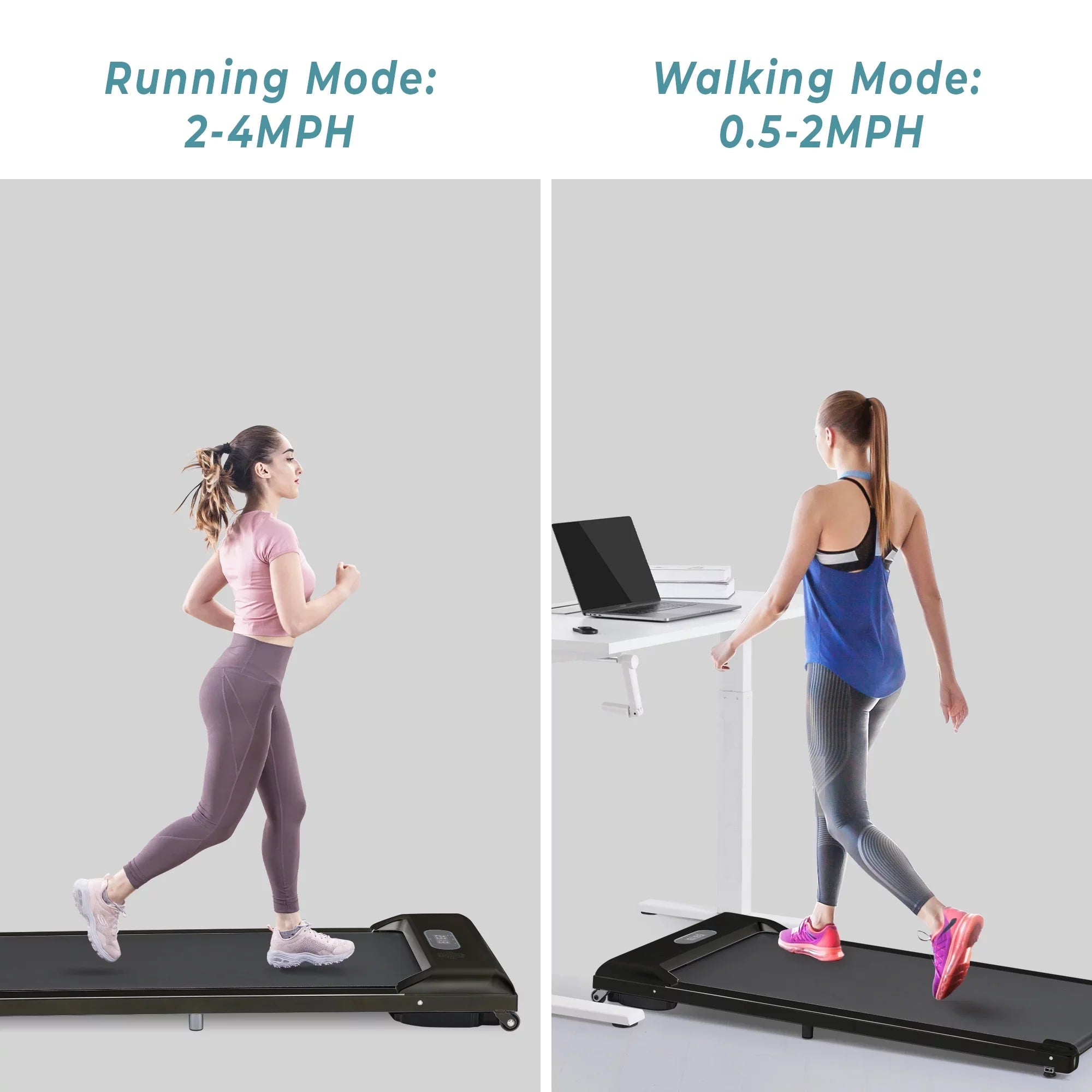Walking Pad Treadmill, BTMWAY Ultra-Quiet Under Desk Treadmill for Home Office Gym Use, 2.5HP Electric Treadmill with Bluetooth APP/speaker/Remote Control/Display, 2 in 1 Portable Walking Pad