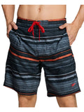 SPEEDO Mens Black Lined Striped Athletic Fit Swim Trunks S