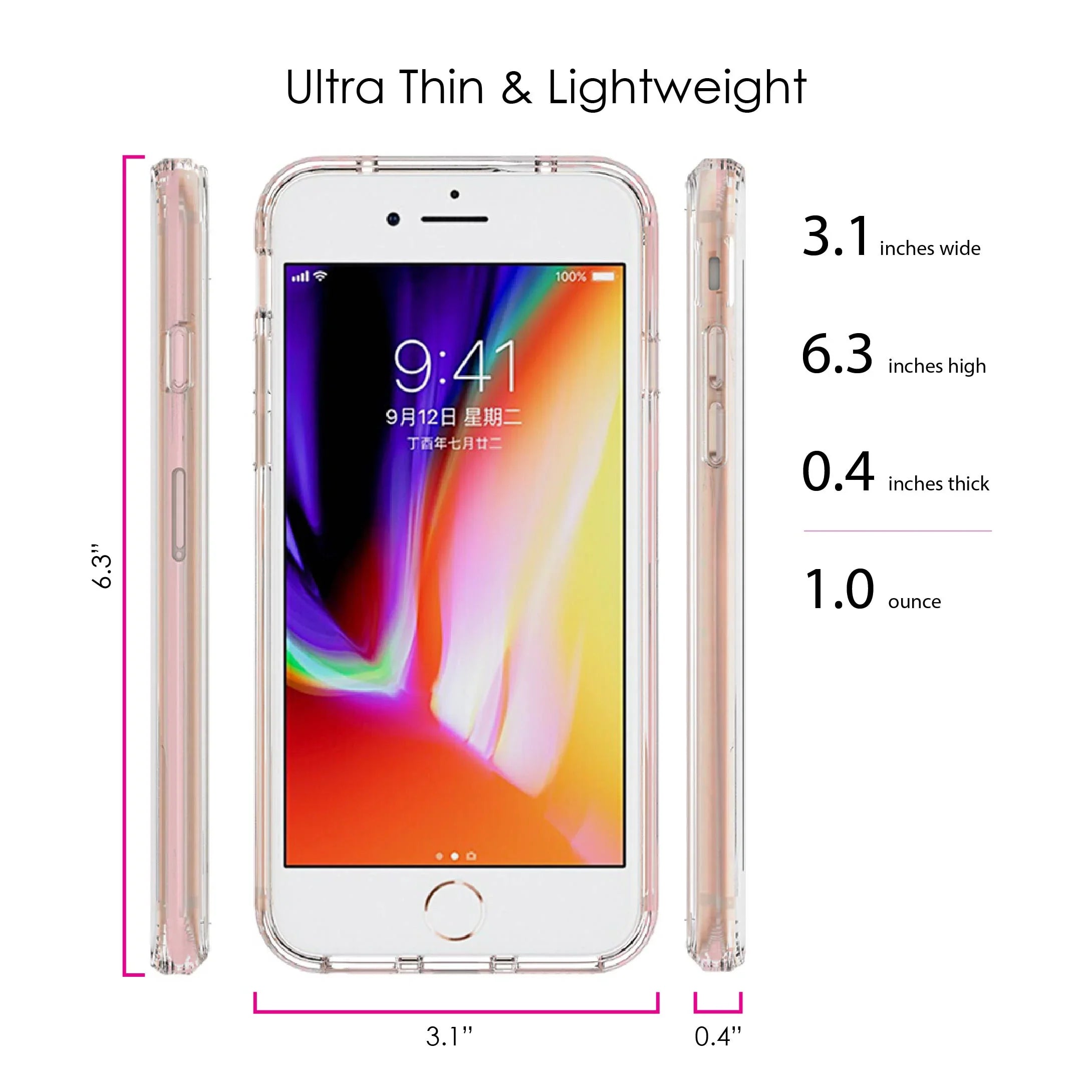 DistinctInk Clear Shockproof Hybrid Case for iPhone 7 PLUS / 8 PLUS (5.5" Screen) TPU Bumper Acrylic Back Tempered Glass Screen Protector - Money Can't Buy Happiness, Rather Cry in Jaguar