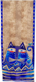 Laurel Burch Carlottas Cats Azul Blue Cat 100% Silk Scarf