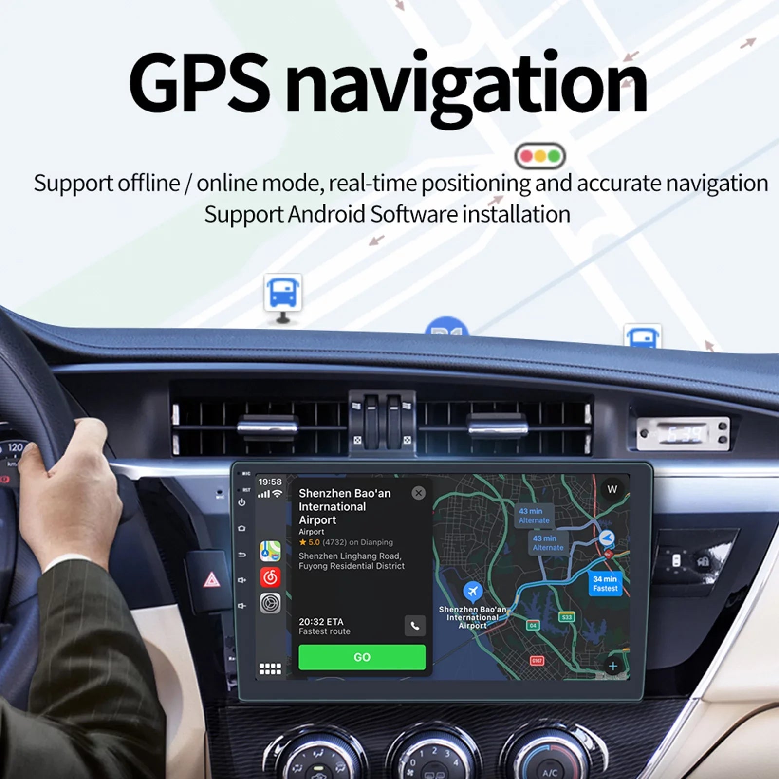 Double Din Car Stereo Radio 10'' Touch Screen Carplay Universal Car Multimedia Player with Bluetooth FM Radio Receiver Mirror Link（1+16G）