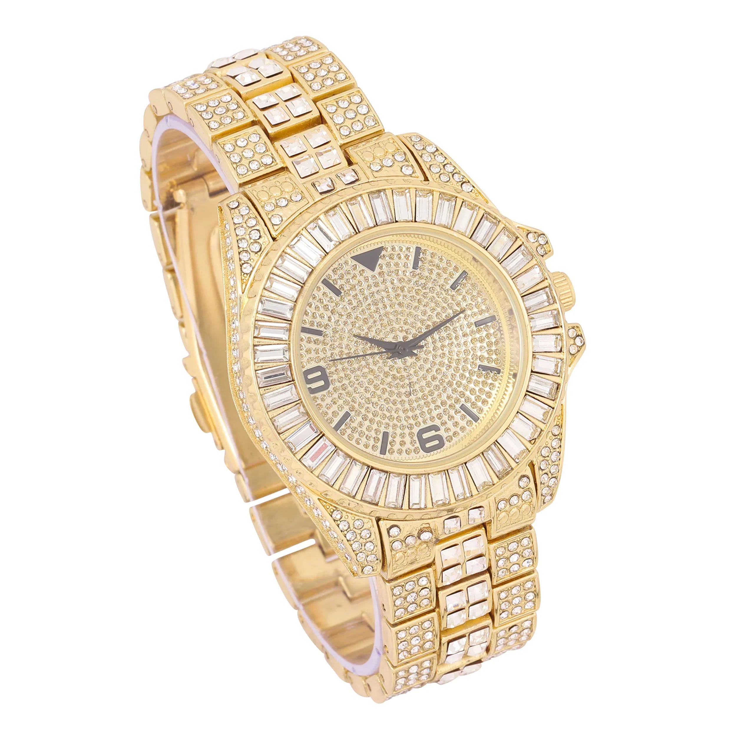King and Queen Bling'ed Out His and Hers Hip Hop Matching Watch Set - Perfect for Today's Power Couple on Point - ST10327ML His/Hers (ST10372Gold Gold)