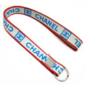 Pre-Owned Chanel CHANEL neck strap white x blue red silver nylon canvas metal material (Good)