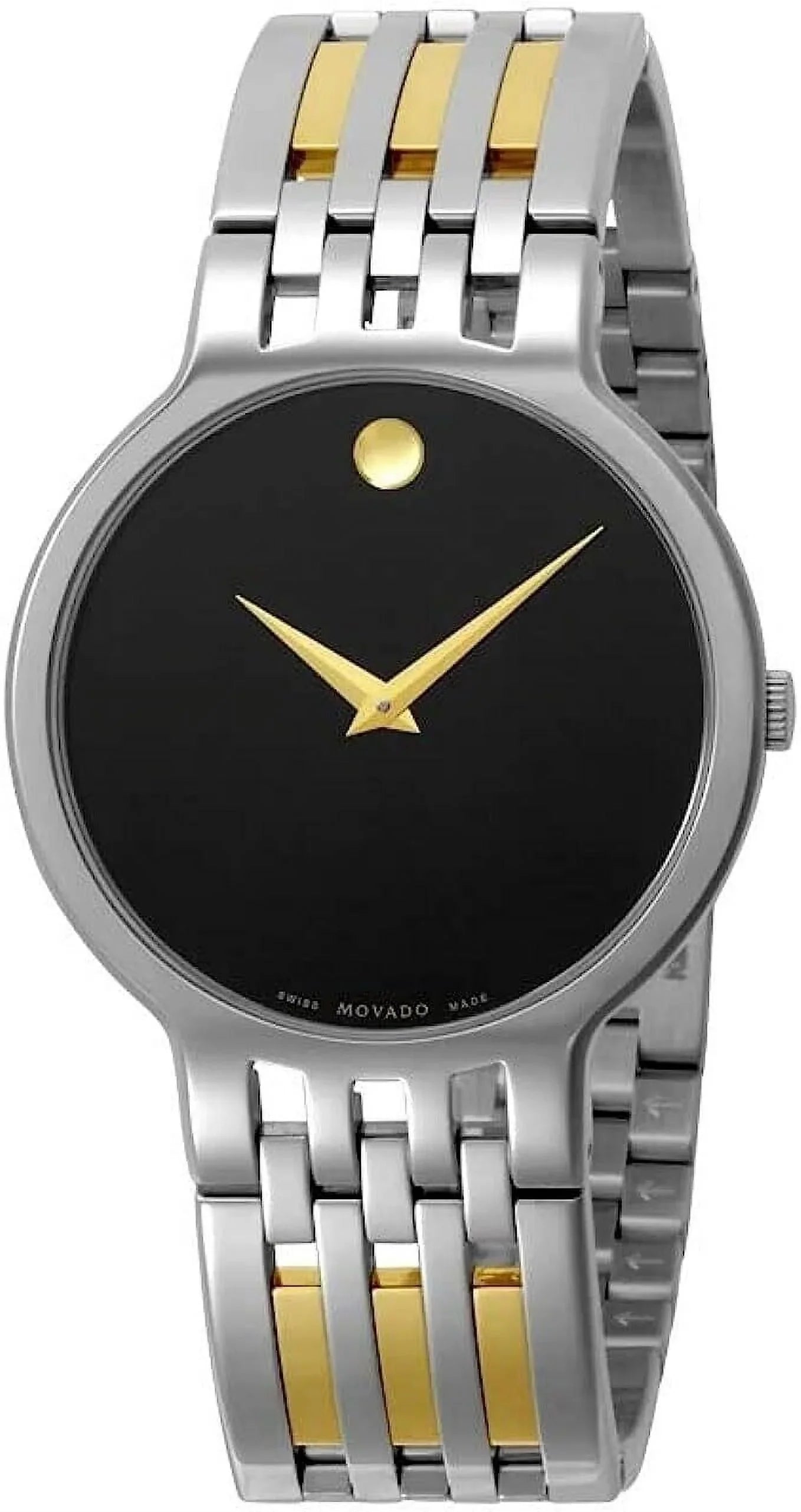 MOVADO 0606962 ESPERANZA BLACK DIAL TWO TONE STAINLESS STEEL MENS WATCH