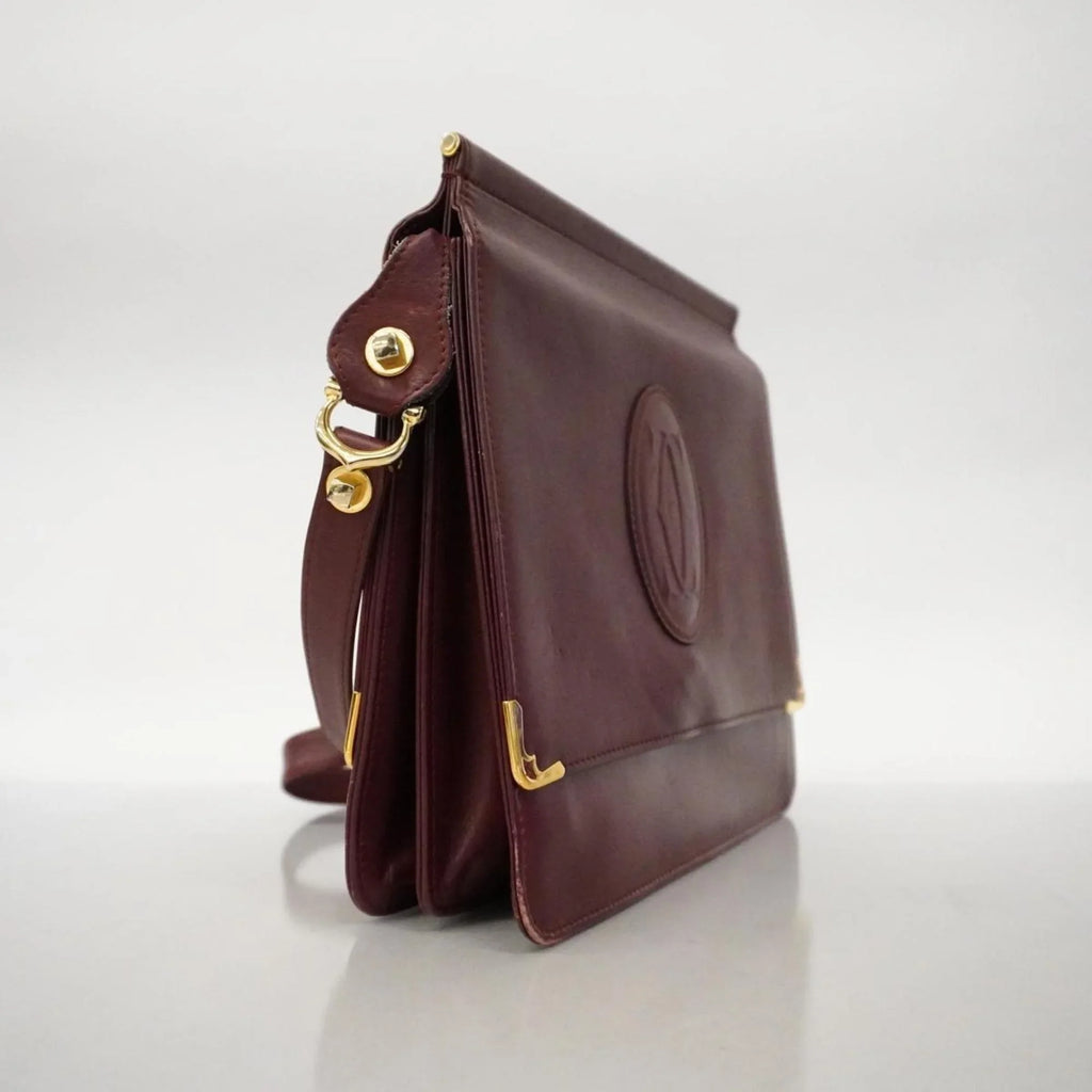 Pre-Owned Cartier Shoulder Bag Must Leather Bordeaux Women's (Good)