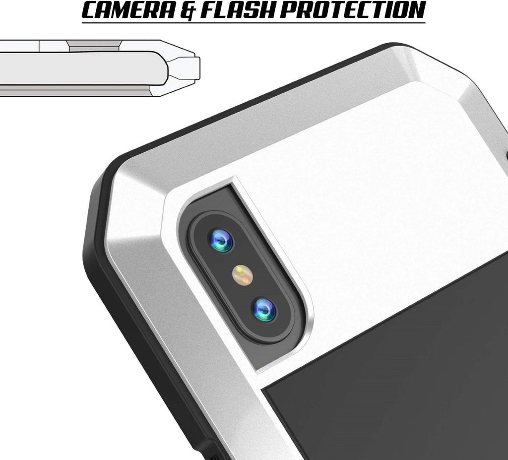 Gorilla Glass Aluminum Metal iPhone 7 Plus Case (White) Heavy Duty Military Grade Shockproof and Scratch Strong Protection, Rugged Outdoor Travel