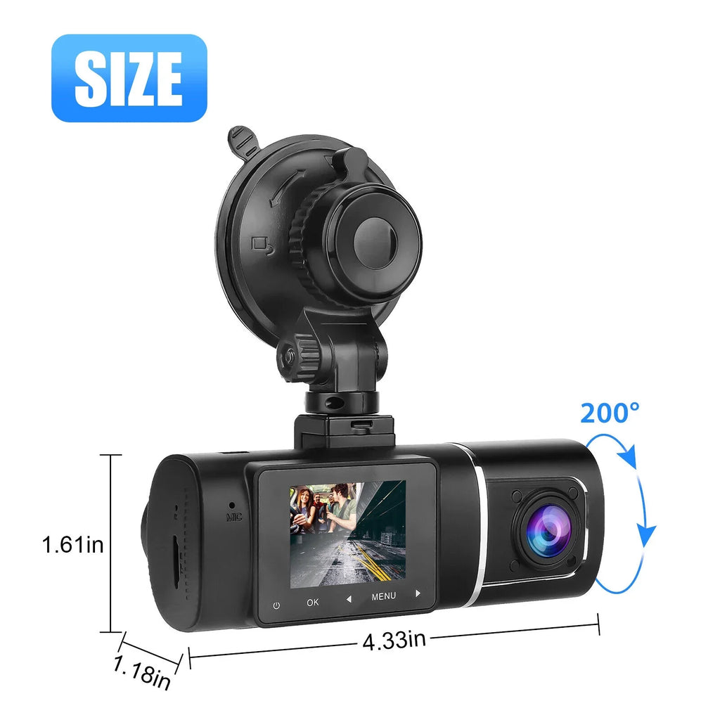 Dual Lens Car DVR Dash Cam Video Recorder G-Sensor 1080P HD Front+Inside Camera