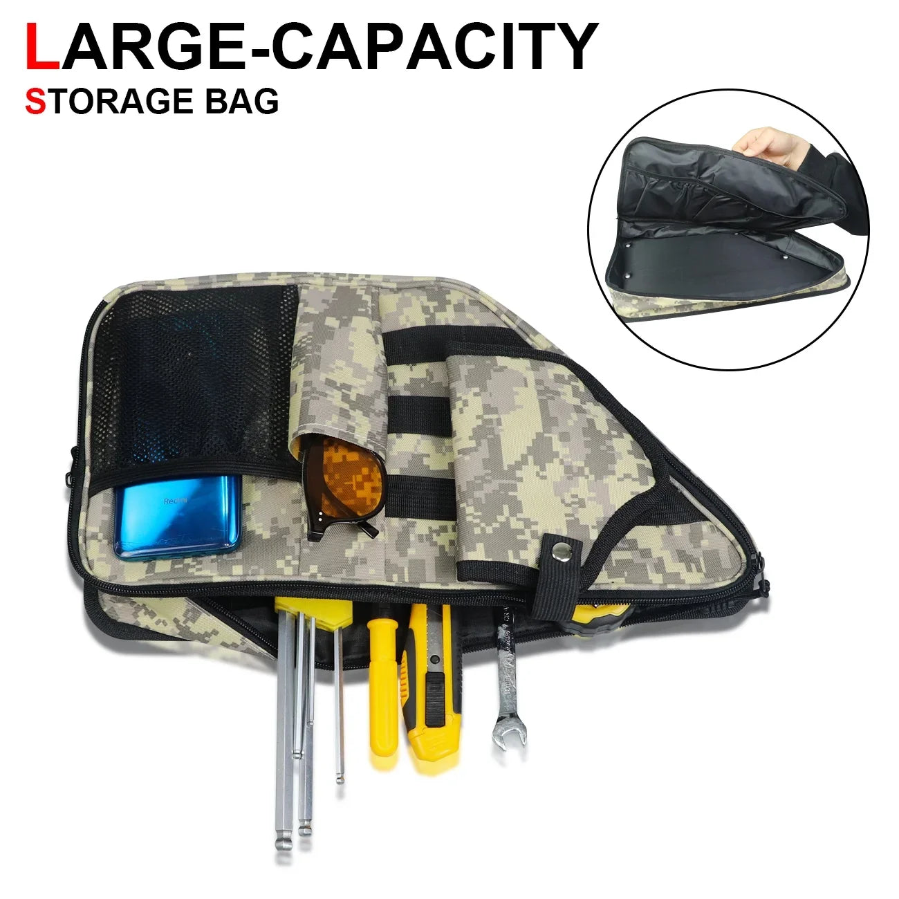 KOLEMO Front Storage Bags Door Net Pocket Organizer For 2021-2023 Ford Bronco 2/4 Doors