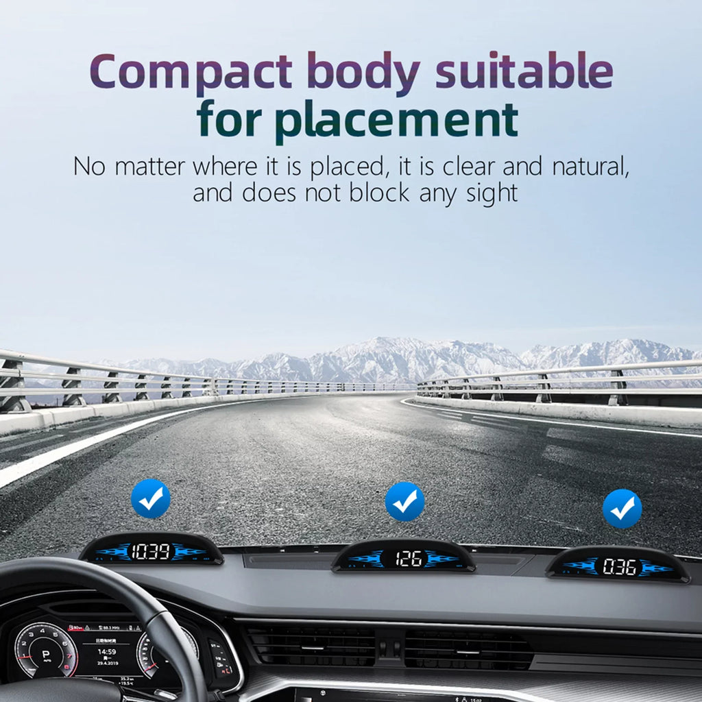 Nebublu Head-Up Display GPS Speedometer, Digital Dual System Screen, Speed/Time/Direction, Vehicle Overspeed Alarm