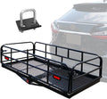 WAGEE 500 Lbs Heavy Duty Hitch Mount Cargo Carrier 60" x 24" x 14.4" Folding Cargo Rack Rear Luggage Basket Fits 2" Receiver for Car SUV Camping Traveling