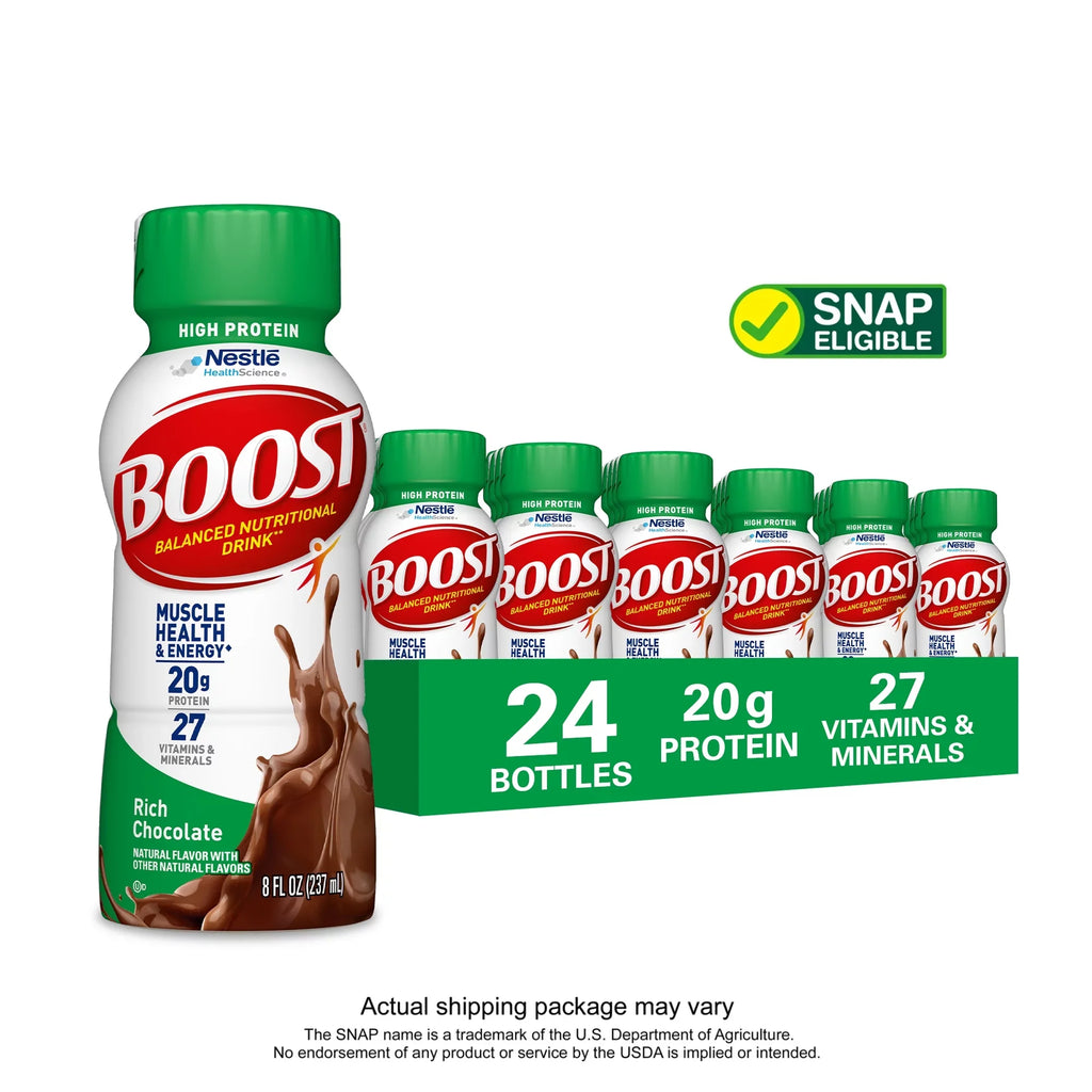 BOOST High Protein Nutritional Drink, Rich Chocolate, 20g Protein, 24 Count (2 - 12 Packs)
