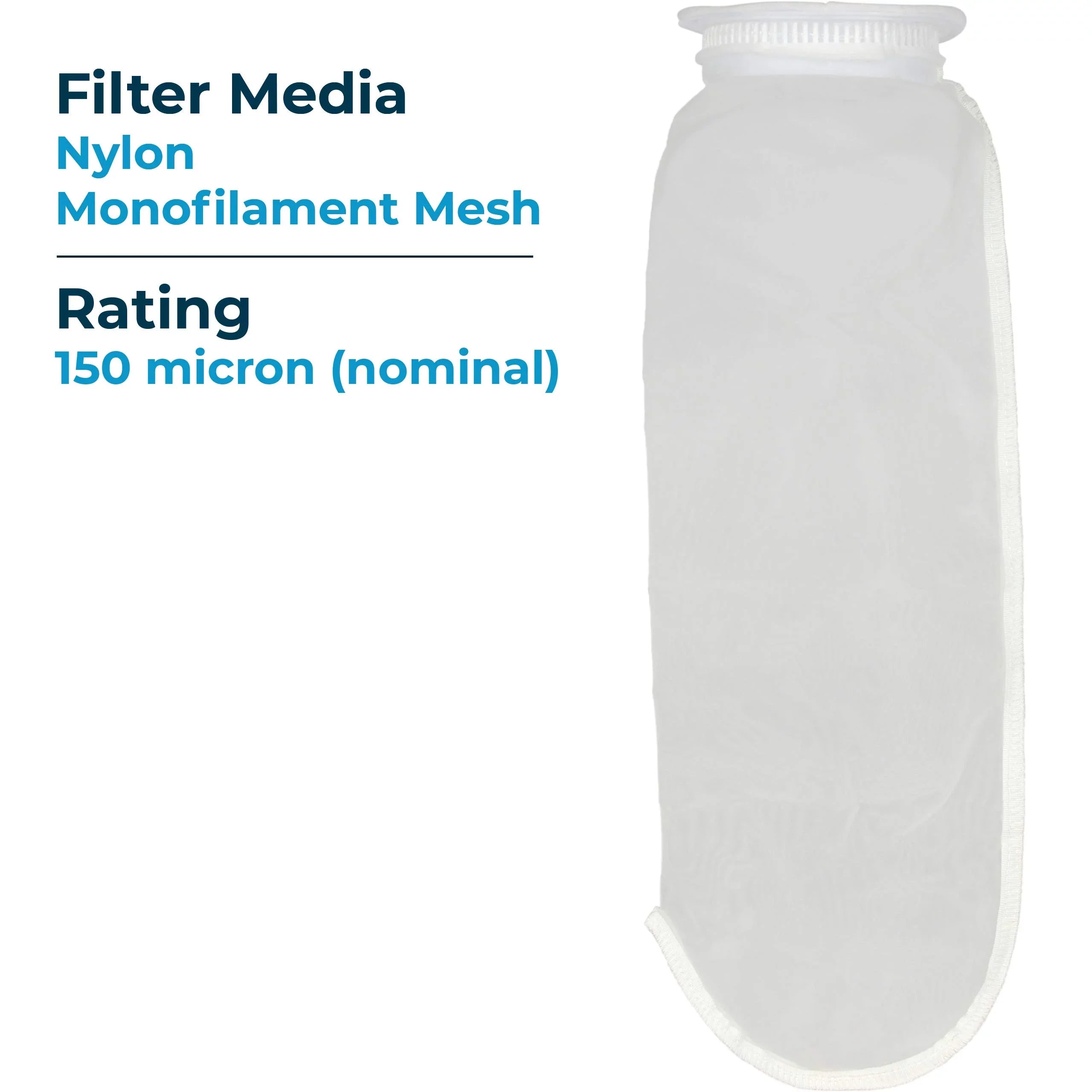 SpiroPure SP-BN-420-150 150 Micron #4 (20”) Woven Nylon Monofilament Mesh Liquid Bag Filter BN-420-150 255033-03 (Case of 40)