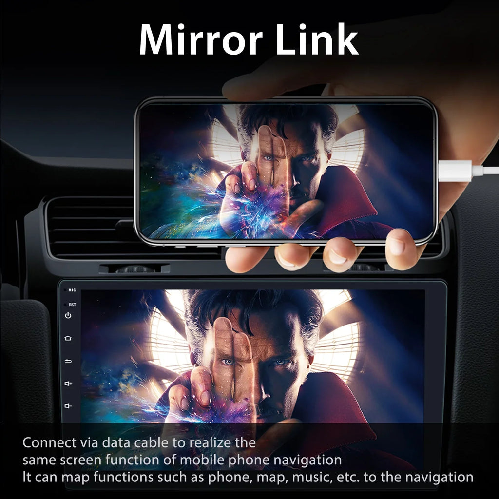Double Din Car Stereo Radio 10'' Touch Screen Carplay Universal Car Multimedia Player with Bluetooth FM Radio Receiver Mirror Link（1+16G）