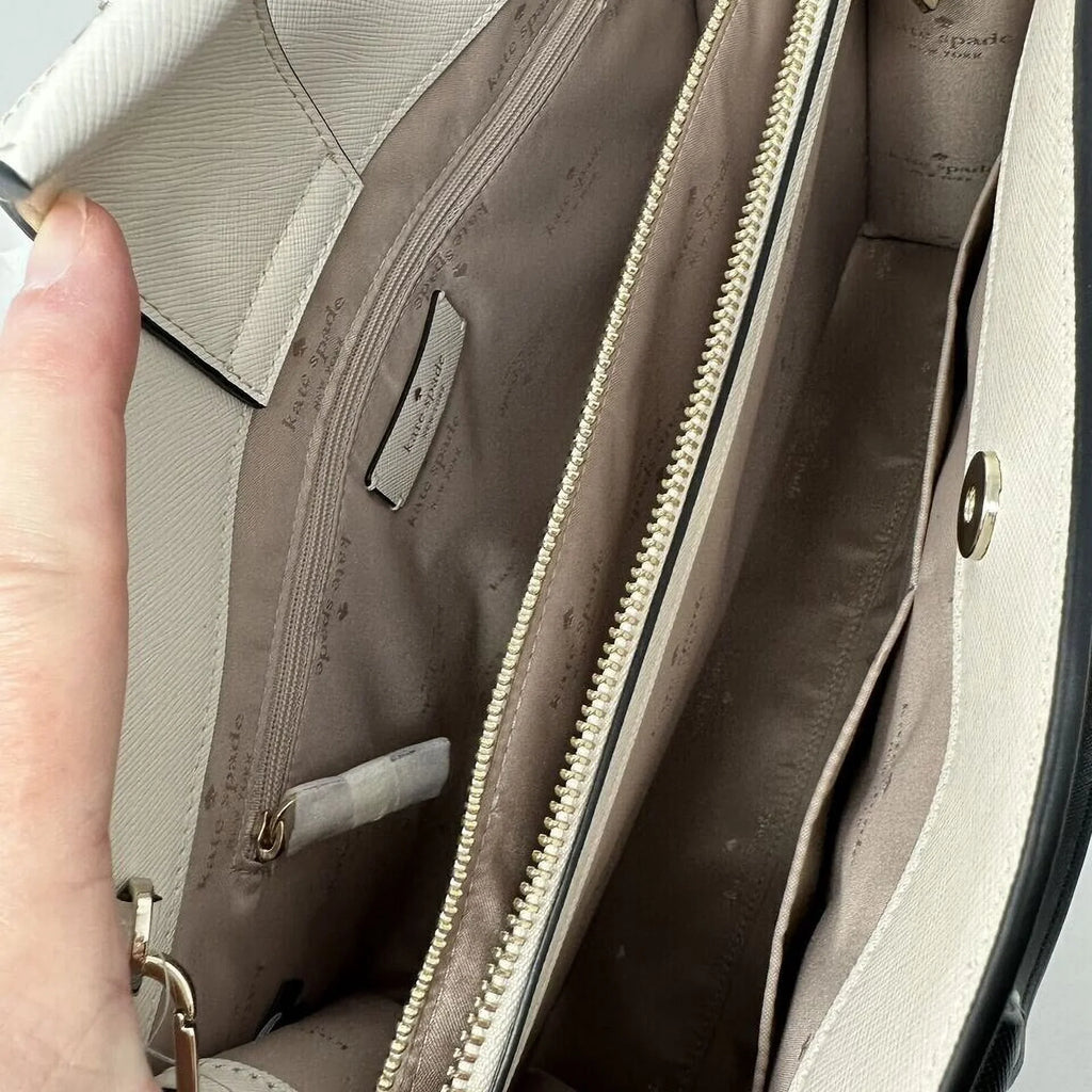 KATE SPADE NWT Perry Leather Warm Beige Blush 3 Comparts Satchel Bag Purse KB673