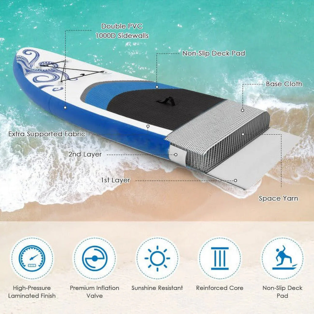 Enjoy Wonderful Water Sports 11-Feet Inflatable Adjustable Surfing Paddle Board